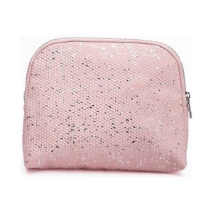 ULTA Metallic Light Pink Half Zip Cosmetic Bag